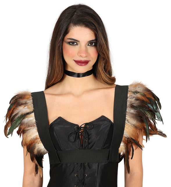 Bruin Zwarte Kraag Veren van Fiestas Guirca koop je bij Partywinkel