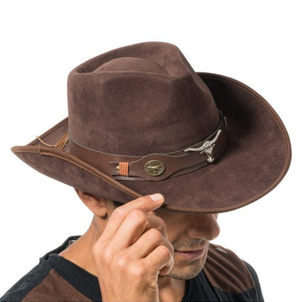 Bruine Cowboyhoed met Stierenkop One Size van CHAKS koop je bij Partywinkel