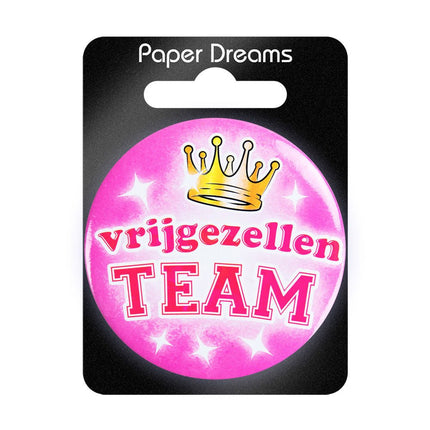 Button Vrijgezellen Team Vrouw 5,5cm van Paper Dreams koop je bij Partywinkel