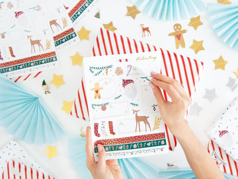 Cadeau Stickers Kerst Mix van Partydeco koop je bij Partywinkel