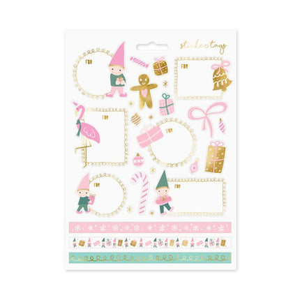 Cadeau Stickers Kerst Roze van Partydeco koop je bij Partywinkel