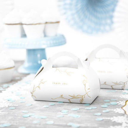 Cakedoosjes Thankyou Goud 16cm 10st van Partydeco koop je bij Partywinkel