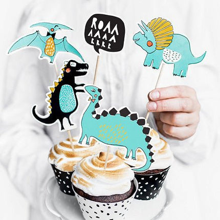 Caketopper Dinosaurs 20cm 5st van Partydeco koop je bij Partywinkel