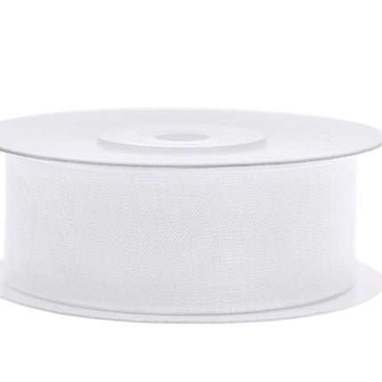 Chiffon Lint Wit 25mm 25m van Partydeco koop je bij Partywinkel