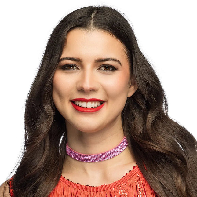 Choker Crystal roze van Boland koop je bij Partywinkel