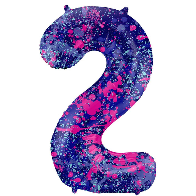 Cijfer Ballon 2 Jaar Spetters Leeg 86cm van Folat koop je bij Partywinkel