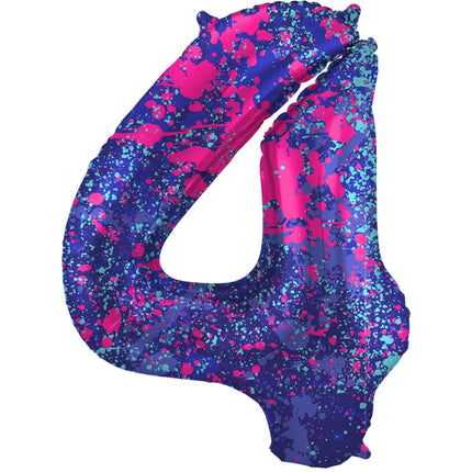 Cijfer Ballon 4 Jaar Spetters Leeg 86cm van Folat koop je bij Partywinkel