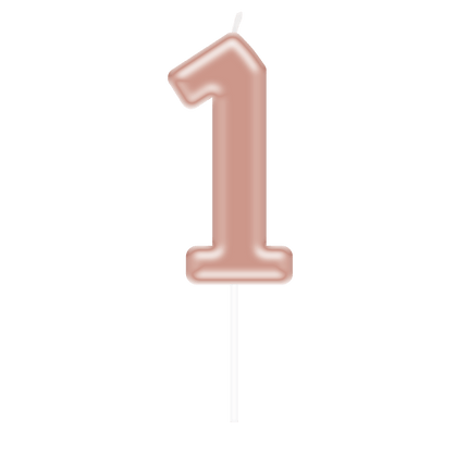 Cijfer Kaars 1 Rose Goud van Paper Dreams koop je bij Partywinkel