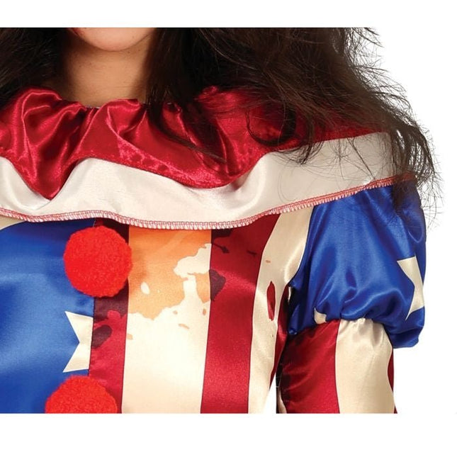 Clown Halloween Kostuum Dames Amirikaanse vlag van Fiestas Guirca koop je bij Partywinkel