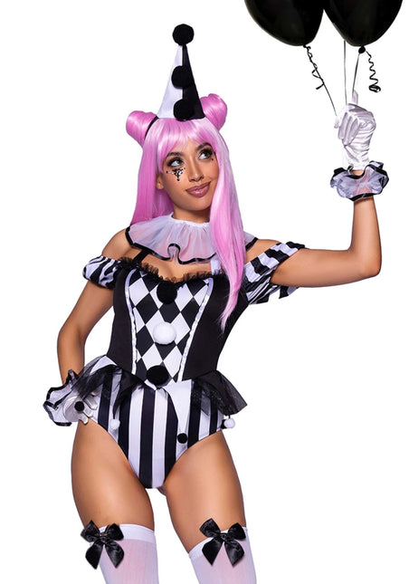 Clownspak Zwart Wit Dames Bodysuit Leg Avenue van Leg Avenue koop je bij Partywinkel