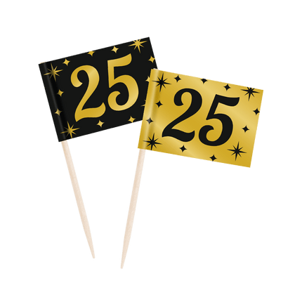 Cocktailprikkers 25 Jaar 6,5cm 50st van Paper Dreams koop je bij Partywinkel