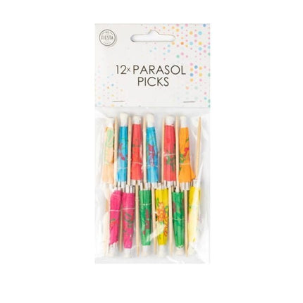 Cocktailprikkers Parasol Gekleurd 8cm 12st van WeFiesta koop je bij Partywinkel