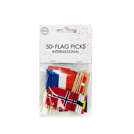 Cocktailprikkers Verschillende Landen 8cm 50st van WeFiesta koop je bij Partywinkel