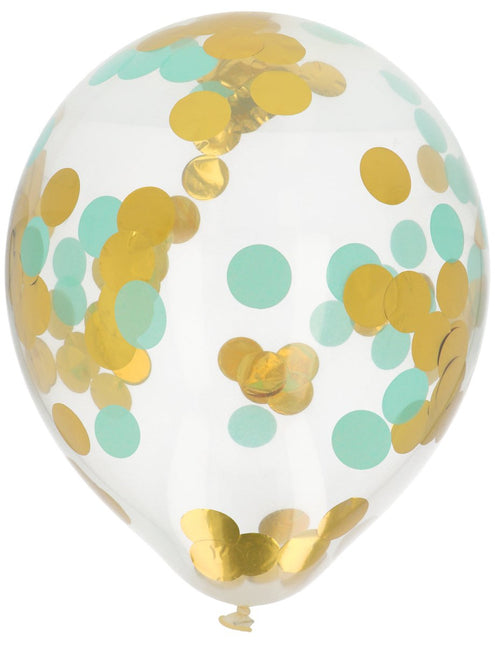 Confetti Ballon Blauw Goud 30cm 4st van Folat koop je bij Partywinkel