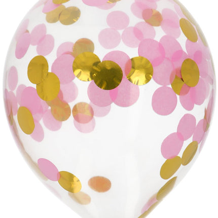 Confetti Ballon Roze Goud 30cm 4st van Folat koop je bij Partywinkel