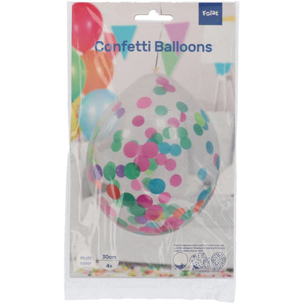 Confetti Ballonnen Gekleurd 30cm 4st van Folat koop je bij Partywinkel