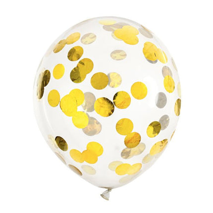Confetti Ballonnen Goud Deluxe 30cm 6st van Partydeco koop je bij Partywinkel
