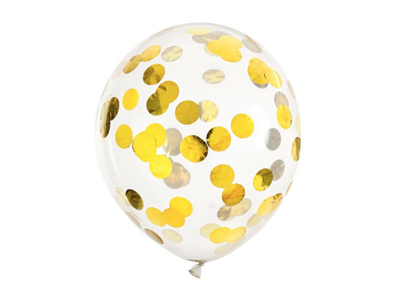 Confetti Ballonnen Goud Deluxe 30cm 6st van Partydeco koop je bij Partywinkel