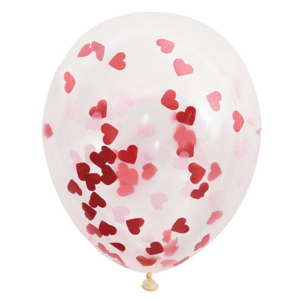 Confetti Ballonnen Rode Hartjes 40cm 5st van Unique koop je bij Partywinkel
