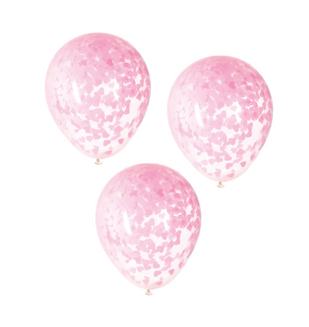 Confetti Ballonnen Roze Hart 40cm 5st van Unique koop je bij Partywinkel