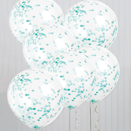 Confetti Ballonnen Turquoise 40cm 6st van Unique koop je bij Partywinkel