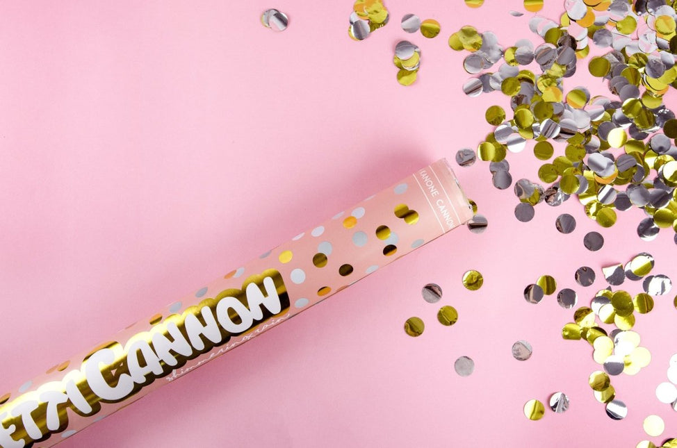 Confetti Kanon Goud Zilver 40cm van Partydeco koop je bij Partywinkel