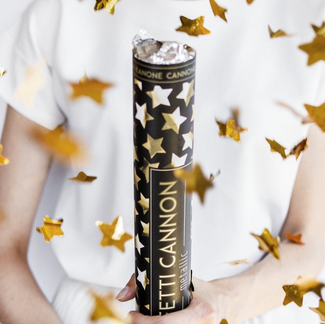 Confetti Kanon Sterren Goud 40cm van Partydeco koop je bij Partywinkel