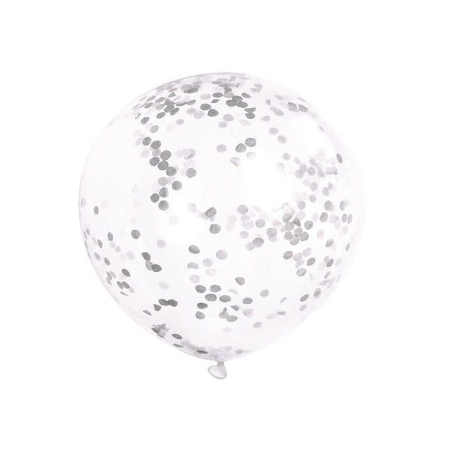 Confettti Ballonnen Zilver 30cm 6st van Unique koop je bij Partywinkel