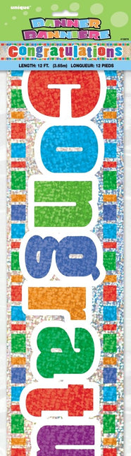 Congrats Banner 3,65m van Unique koop je bij Partywinkel