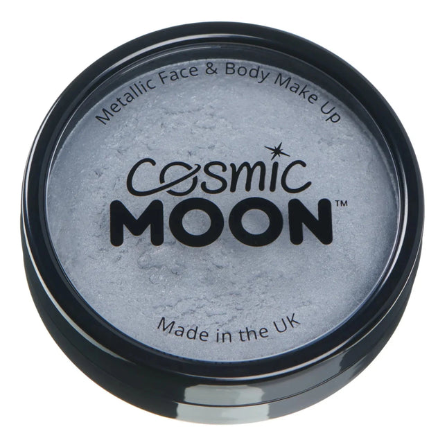Cosmic Moon Metallic Pro Face Paint Cake Pots Silver 36g van Moon Creations koop je bij Partywinkel