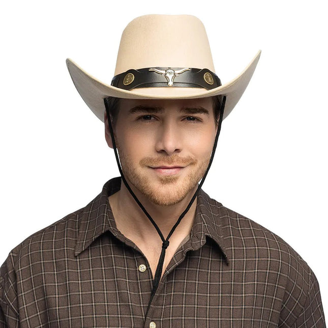 Cowboy Hoed Beige Wyatt van Boland koop je bij Partywinkel