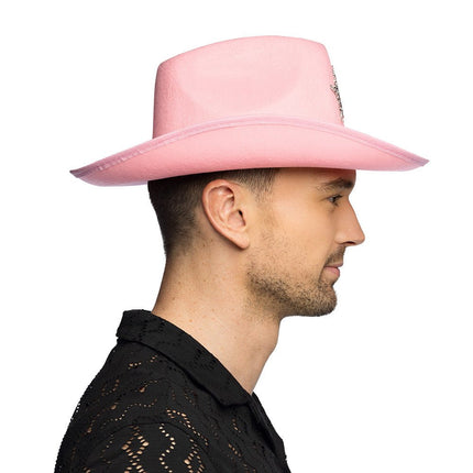 Cowboy Hoed Lichtroze Ster Glitters van Boland koop je bij Partywinkel