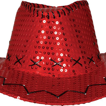 Cowboy Hoed Rood Pailleten van Fiestas Guirca koop je bij Partywinkel