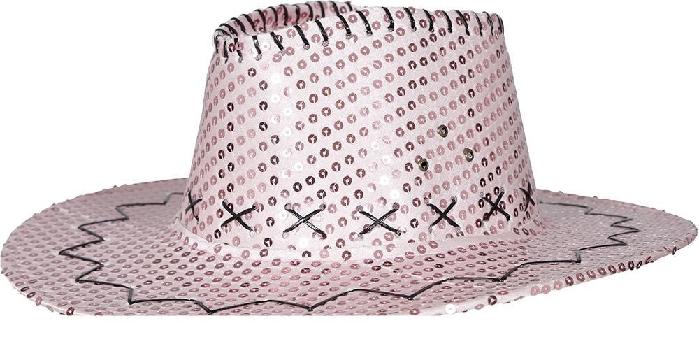 Cowboy Hoed Roze Pailletten van Fiestas Guirca koop je bij Partywinkel