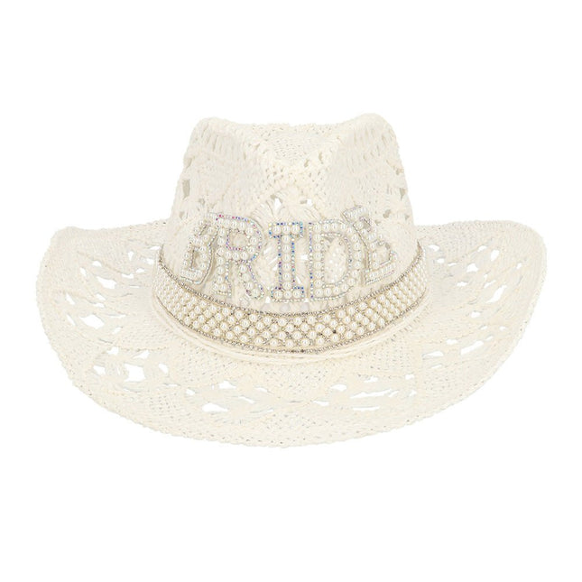 Cowboy Hoed Wit Bride Glitters van Boland koop je bij Partywinkel