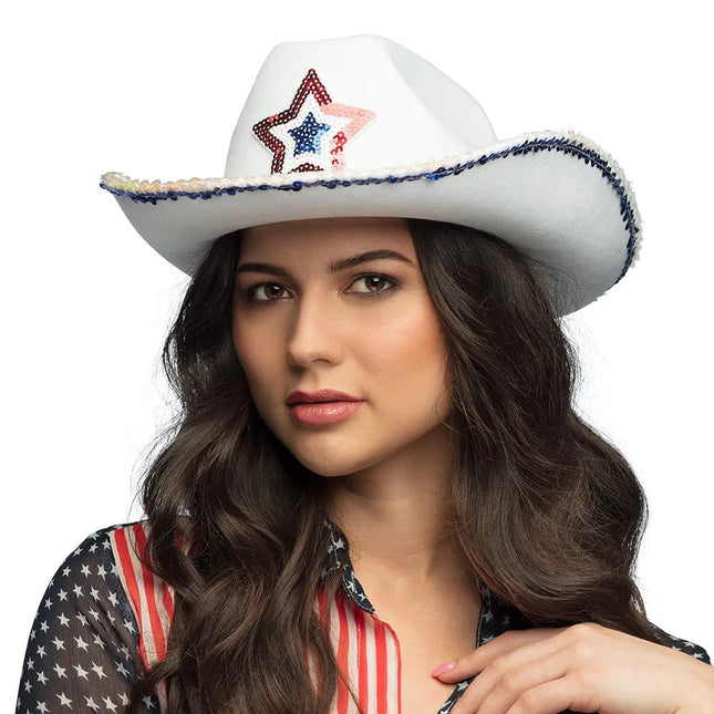 Cowboy Hoed Wit Met Ster van Boland koop je bij Partywinkel