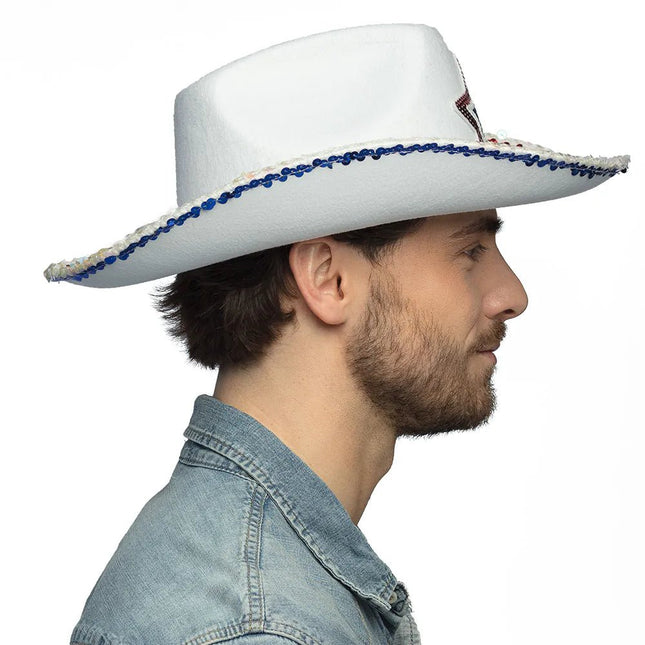 Cowboy Hoed Wit Met Ster van Boland koop je bij Partywinkel