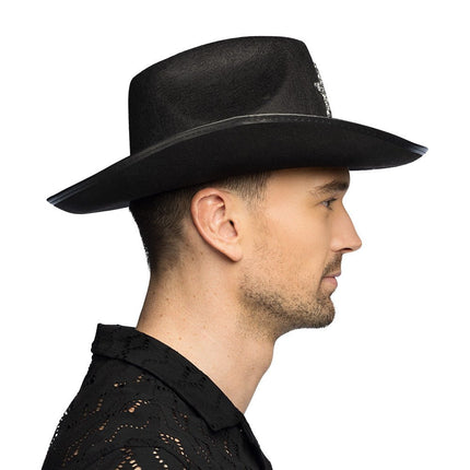 Cowboy Hoed Zwart Glitter Ster van Boland koop je bij Partywinkel