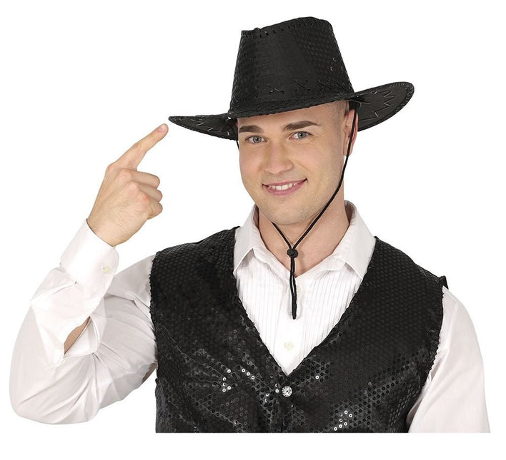 Cowboy Hoed Zwart Pailletten van Fiestas Guirca koop je bij Partywinkel