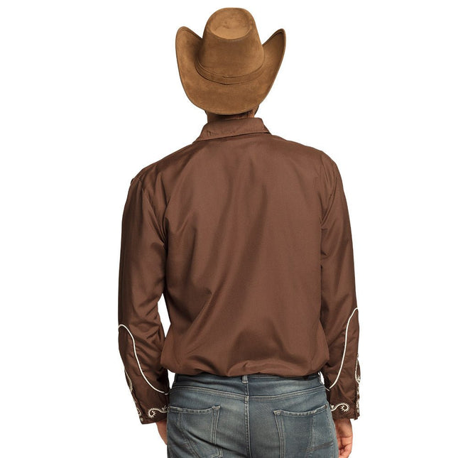 Cowboy Shirt Heren Bruin van Boland koop je bij Partywinkel