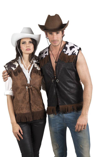 Cowboy Vest Zwart L/XL van Boland koop je bij Partywinkel