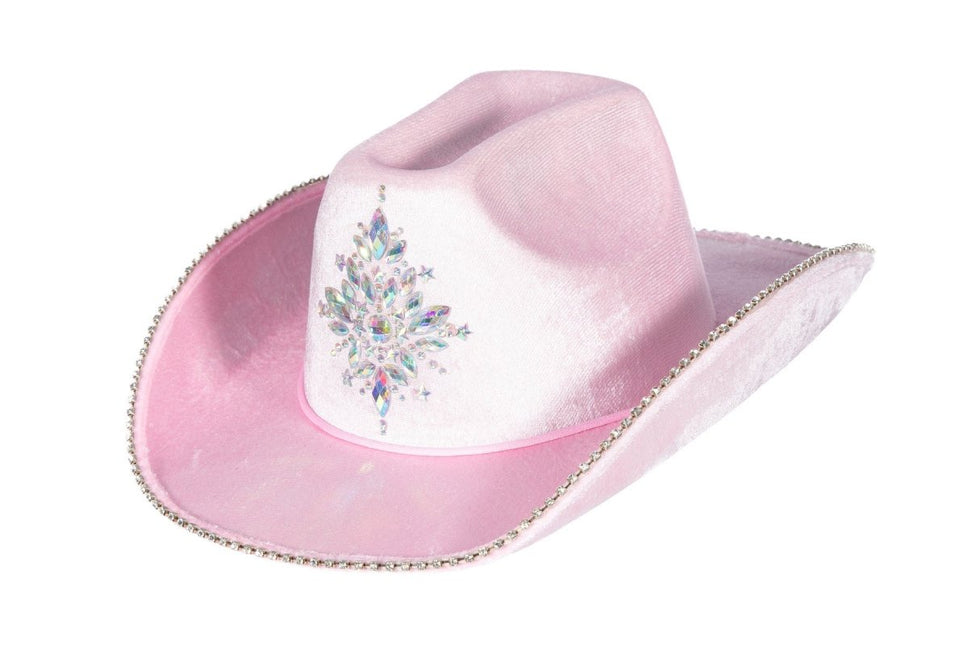 Cowboy Hoed Lichtroze Dames Strass Steentjes van Wilbers & Wilbers koop je bij Partywinkel