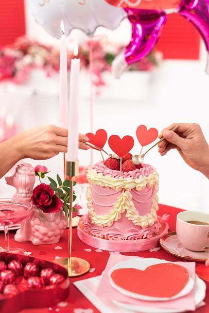 Hartjes Cupcake Toppers 11cm 6st van Partydeco koop je bij Partywinkel