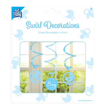 Decoratie Swirl Het Is Een Jongen 30cm 3st van Paper Dreams koop je bij Partywinkel