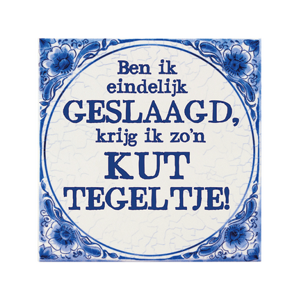 Delfts Blauw Tegel Geslaagd Kut 14,5cm van Paper Dreams koop je bij Partywinkel