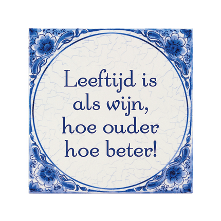 Delfts Blauw Tegel Leeftijd Wijn 14,5cm van Paper Dreams koop je bij Partywinkel