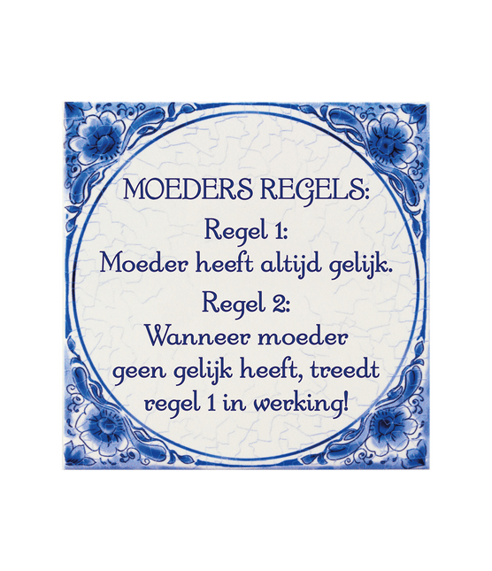 Delfts Blauw Tegel Moeders Regel 14,5cm van Paper Dreams koop je bij Partywinkel
