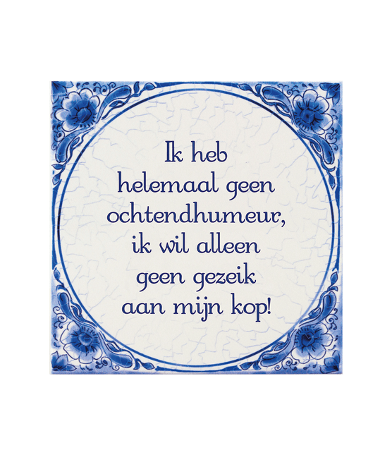 Delfts Blauw Tegel Ochtendhumeur 14,5cm van Paper Dreams koop je bij Partywinkel