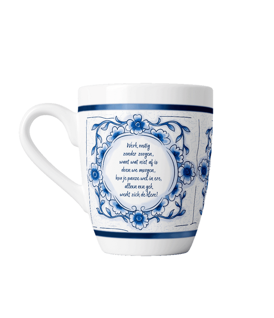 Delfts blauwe mok - Werk rustig van Paper Dreams koop je bij Partywinkel
