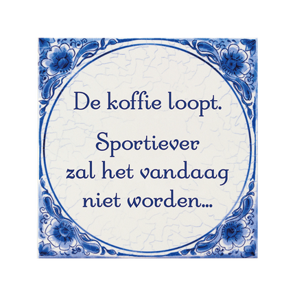 Delftsblauw Tegel De Koffie Loopt 15cm van Paper Dreams koop je bij Partywinkel